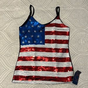 🌟NWT🌟 sequined American flag tank top- Sz small